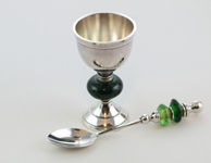 Silver plated, beaded egg cup and spoon set, baby gift ideas